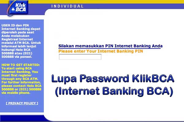 Lupa Password KlikBCA