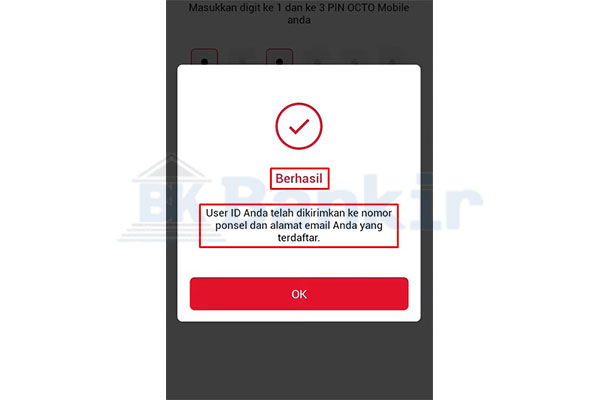Informasi User ID OCTO Mobile Akan Dikirim