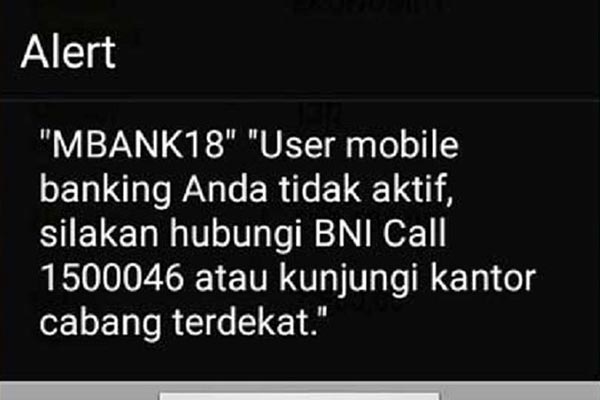 Penyebab BNI Mobile Banking Error MBANK18