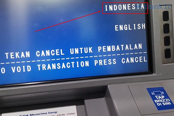 3. Tekan Opsi Bahasa Indonesia ATM BRI