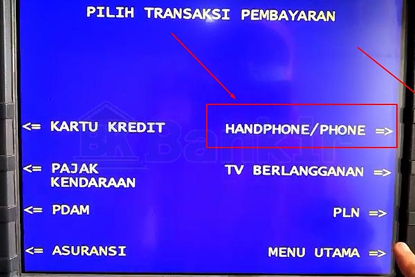 7. Masuk Opsi Handphone atau Phone ATM BPD